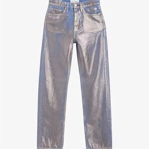 Calvin Klein Metallic High Rise Straight Leg Jeans